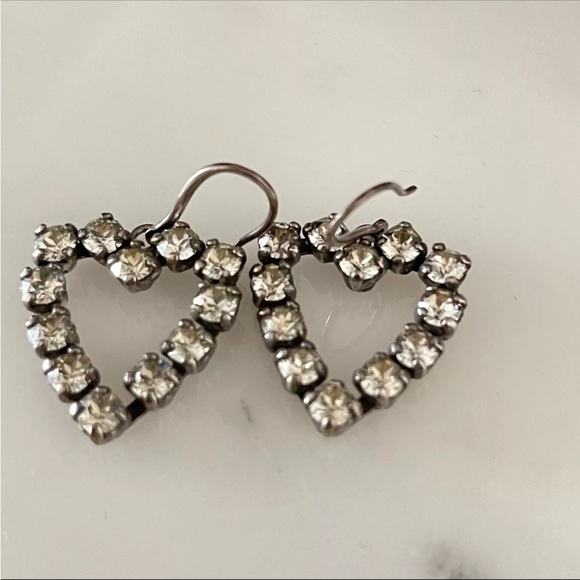 NIB Saint Laurent Strass Heart Crystal Drop Earrings - Picture 7 of 8